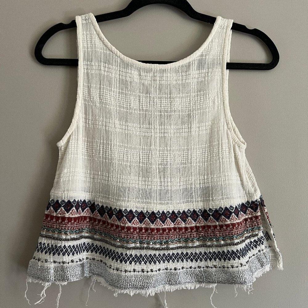 Embroidered Low Back Crop Top